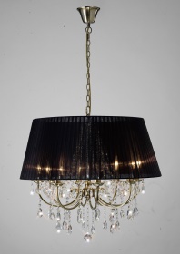 Olivia Antique Brass-Black Crystal Ceiling Lights Diyas Shaded Crystal Fittings